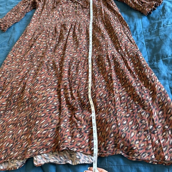 Auguste the Label Isaac Brown Burgundy Midi Thyme Dress Abstract Pattern Size 6 - Picture 14 of 16